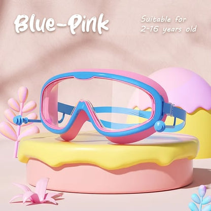 🔥HD children's large frame waterproof and anti-fog swimming goggles