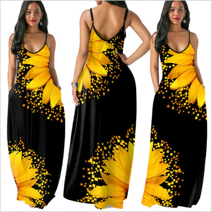 2022Women's Long Sleeveless V Neck Dress