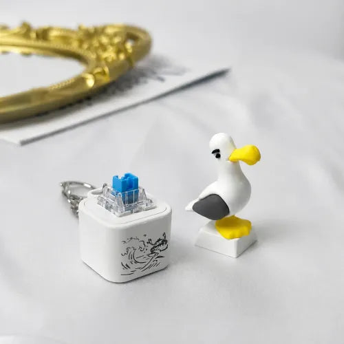 😆Seagull MINE! Button Keychain-Real Sound & LED Light