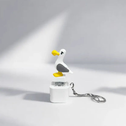 😆Seagull MINE! Button Keychain-Real Sound & LED Light