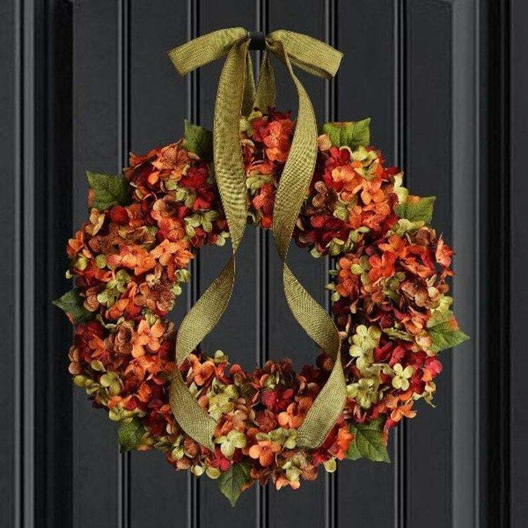 Fall hydrangea wreath - Rustic home decor
